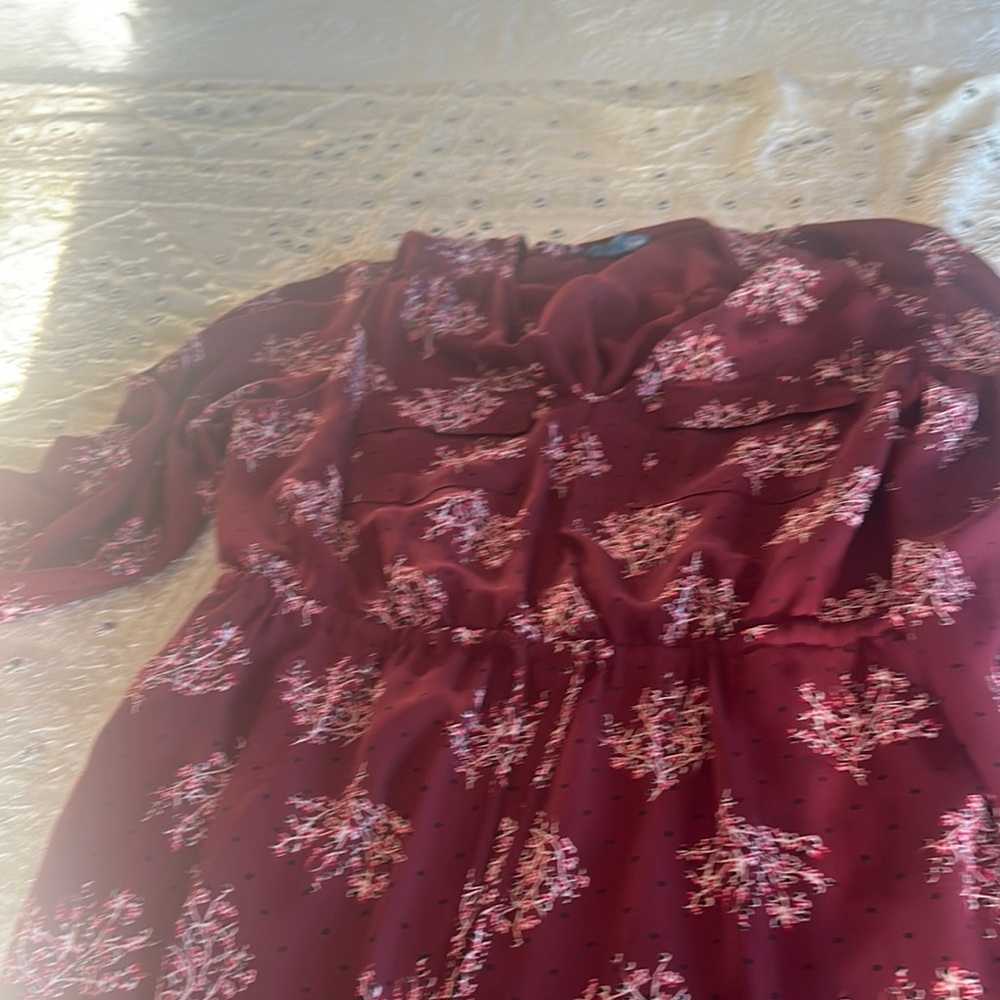 Chic Red Dress with White Floral Design